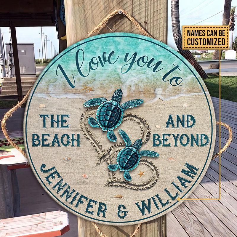Personalized Sea Turtle Beach And Beyond Customized Wood Circle Sign