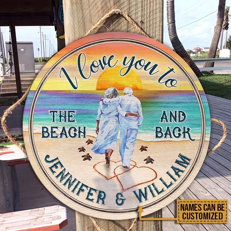 Personalized Beach Sunset To The Beach Customized Wood Circle Sign