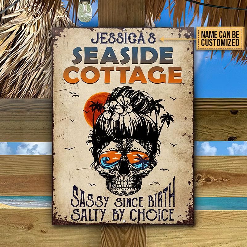 Personalized Beach Skull Sassy Customized Classic Metal Signs