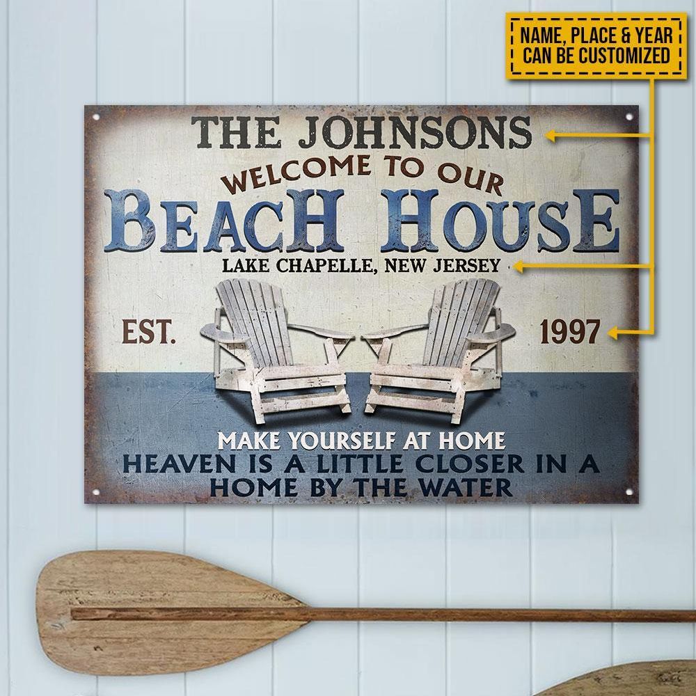 Personalized Beach Home By The Water Customized Classic Metal Signs