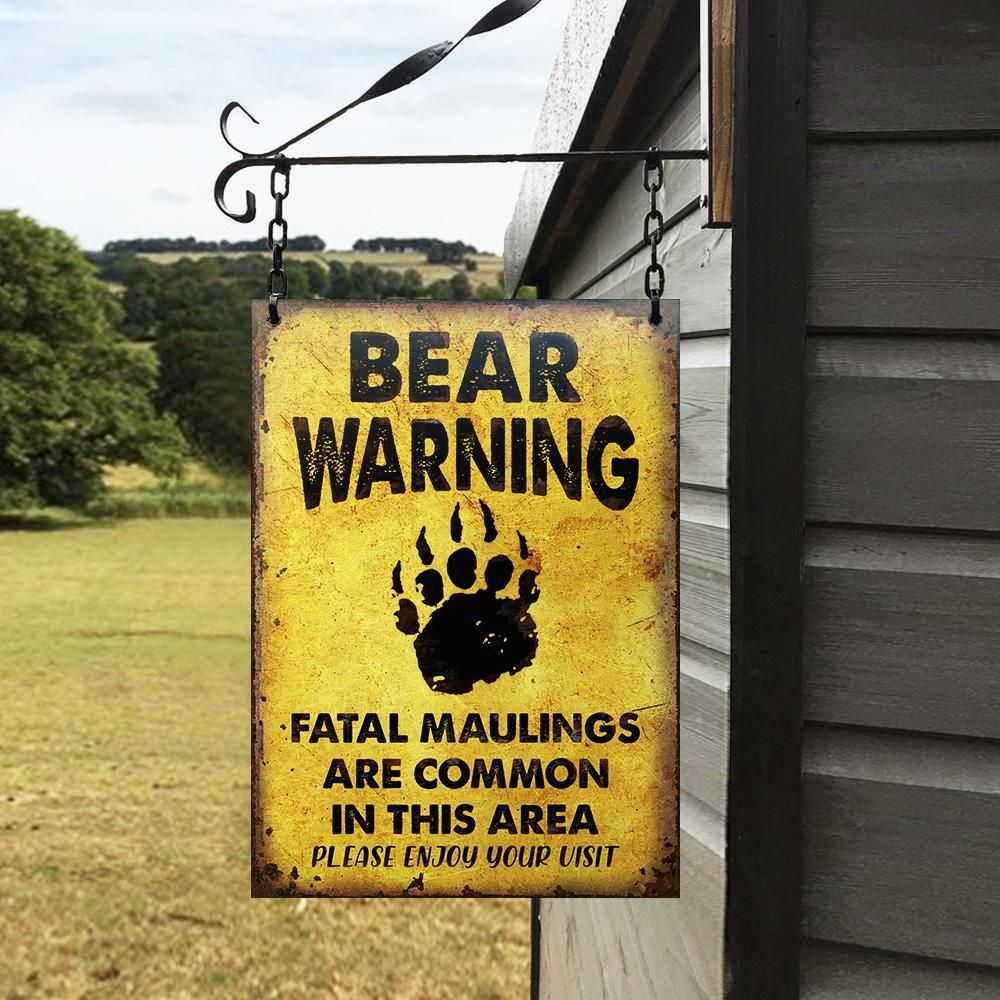 Bear Yellow Warning Enjoy Your Visit Customized Classic Metal Signs