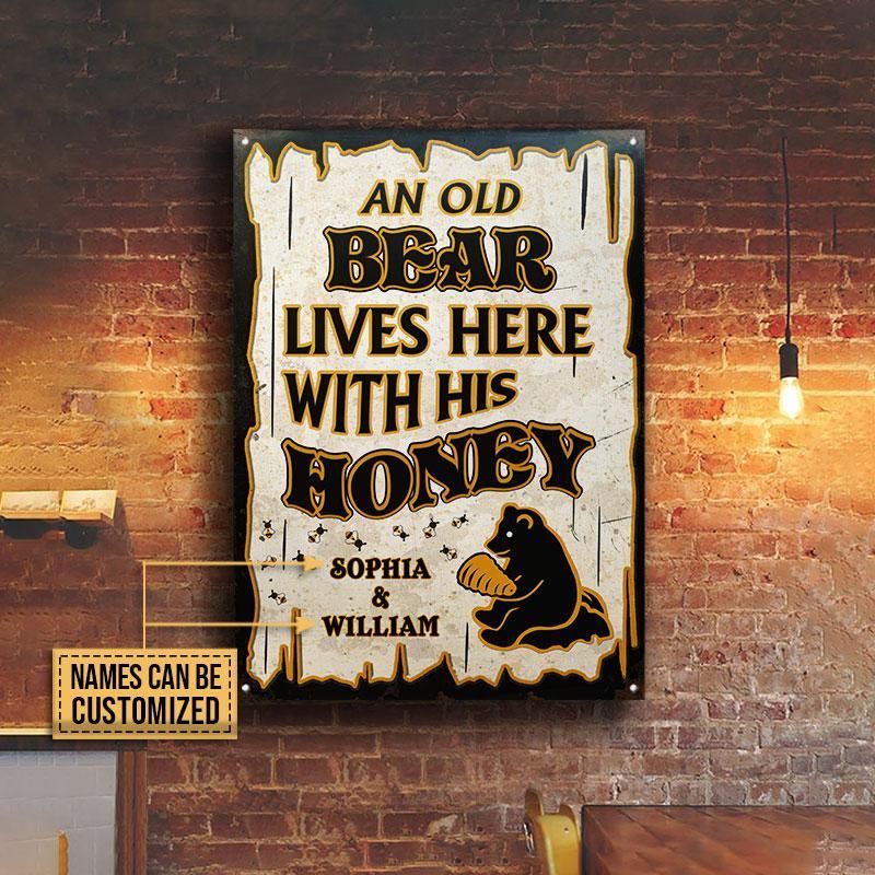 Personalized Bear Honey Live Here Customized Classic Metal Signs