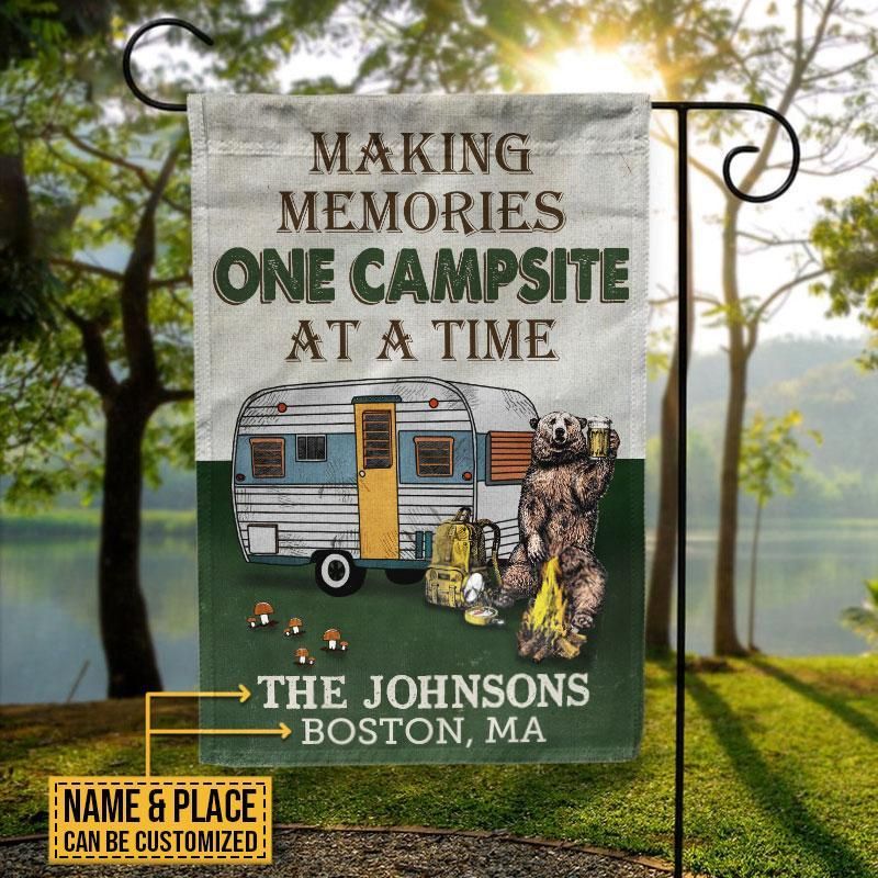 Personalized Camping Bear Making Memories Customized Flag