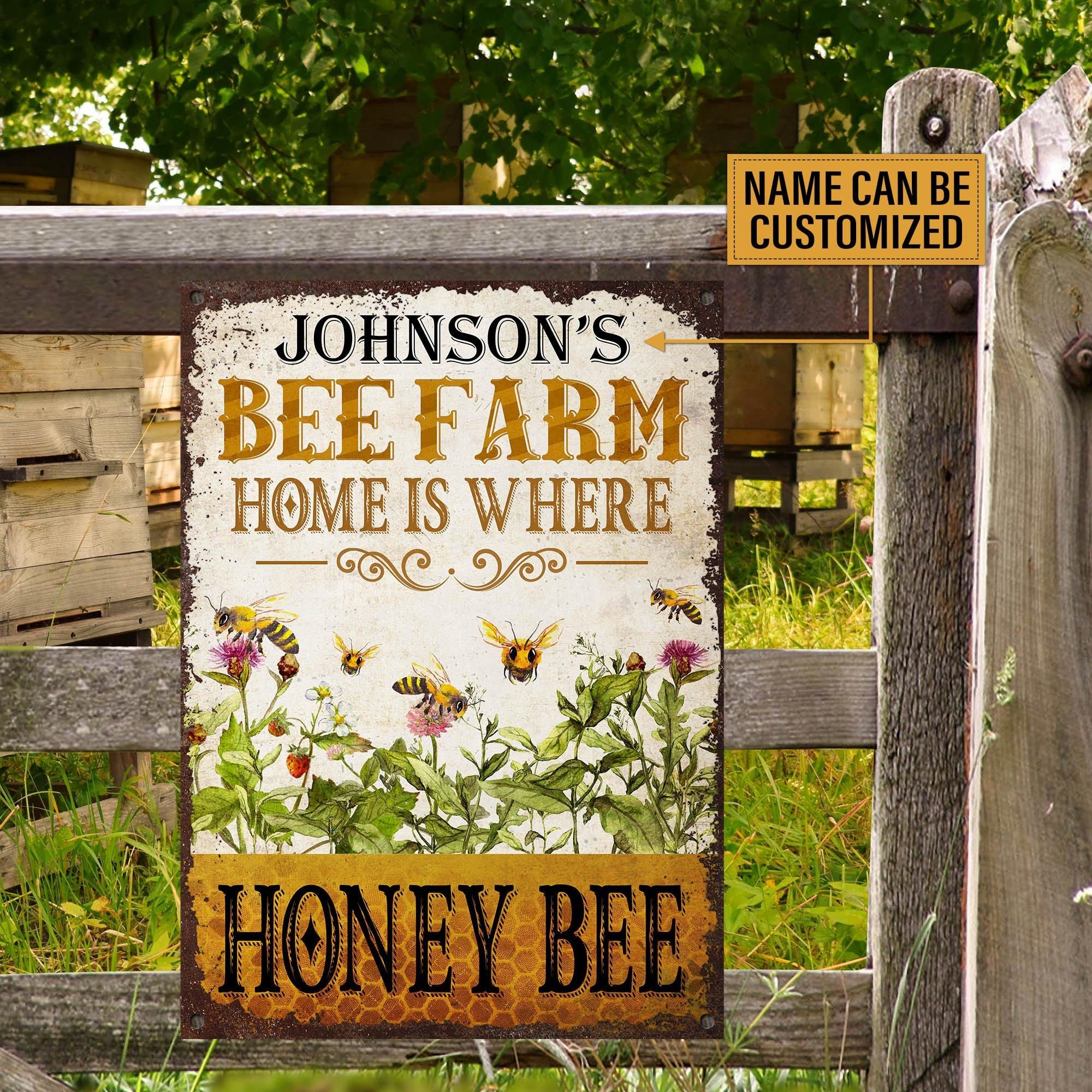 Personalized Bee Farm Where Honey Bee Customized Classic Metal Signs