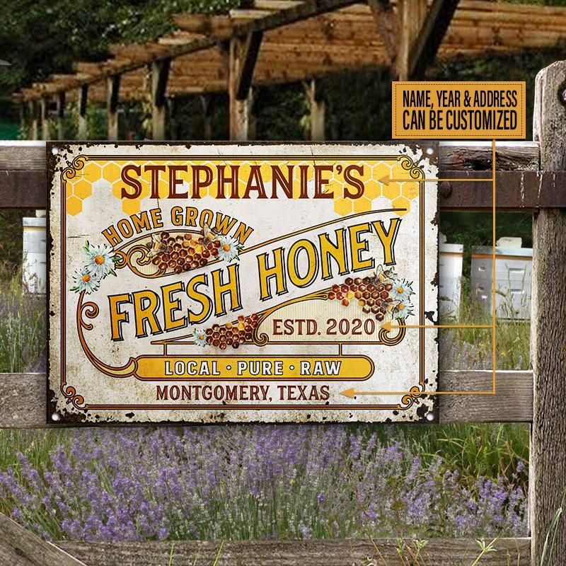 Personalized Honey Fresh Home Grown Customized Classic Metal Signs