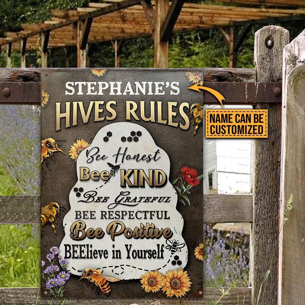 Personalized Honey Bee Hives Rules Customized Classic Metal Signs