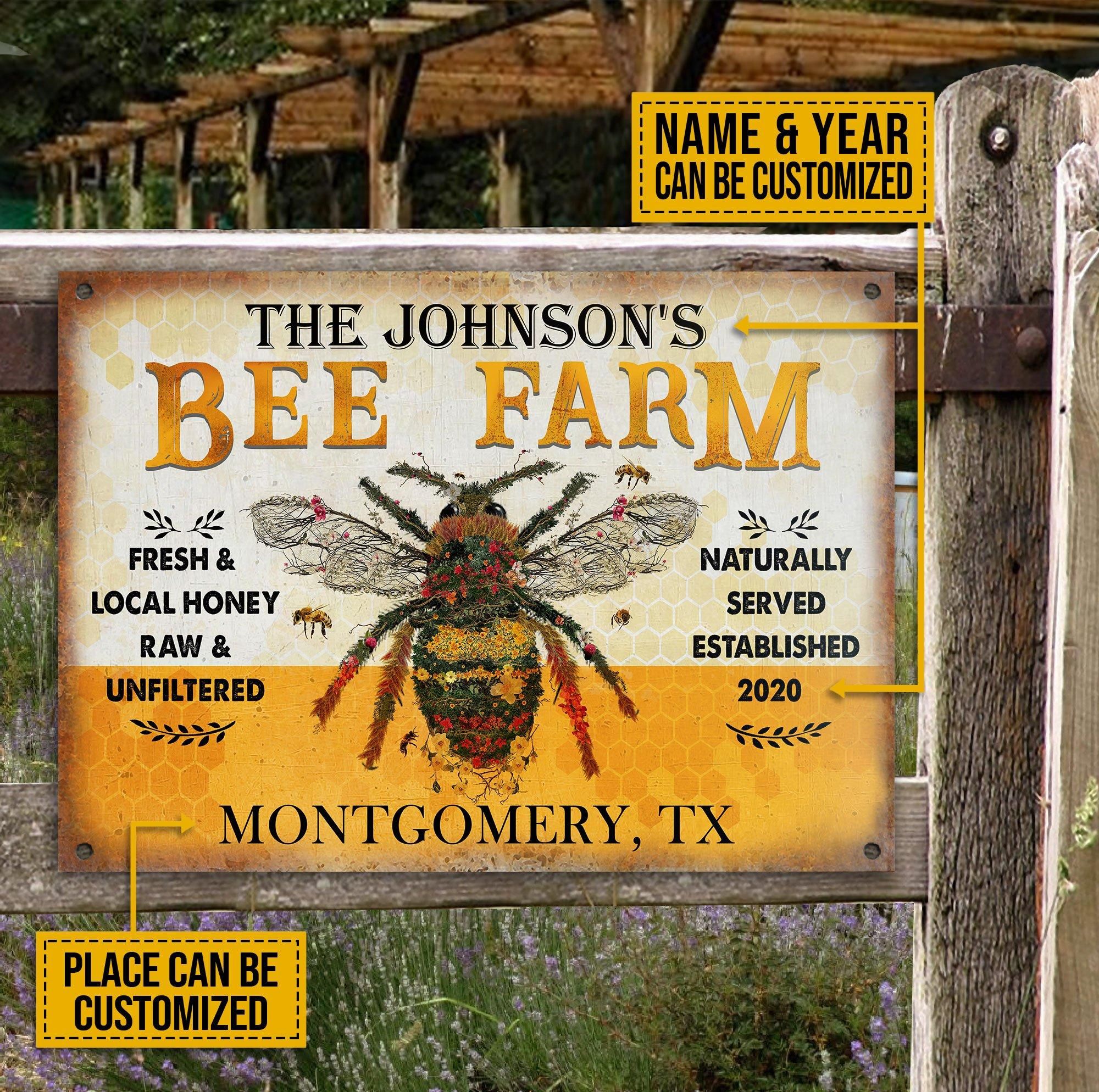 Personalized Bee Farm Fresh Local Customized Classic Metal Signs