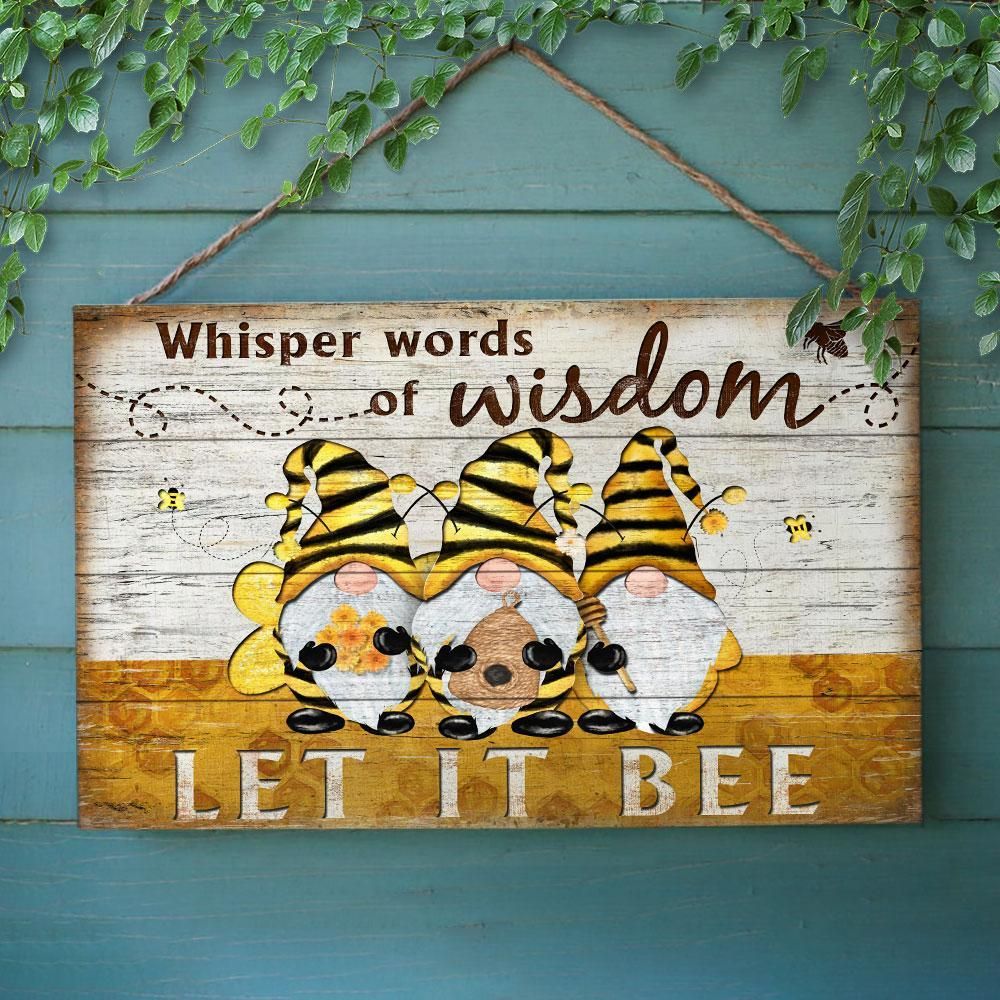 Honey Bee Gnome Let It Bee Customized Wood Rectangle Sign