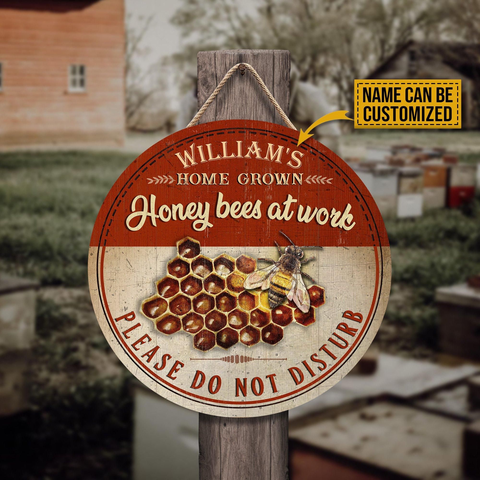 Personalized Honey Bee Farm Do Not Disturb Customized Wood Circle Sign