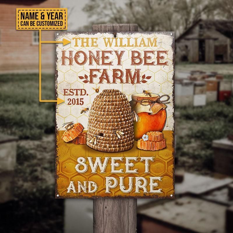 Personalized Honey Bee Farm Sweet Customized Classic Metal Signs
