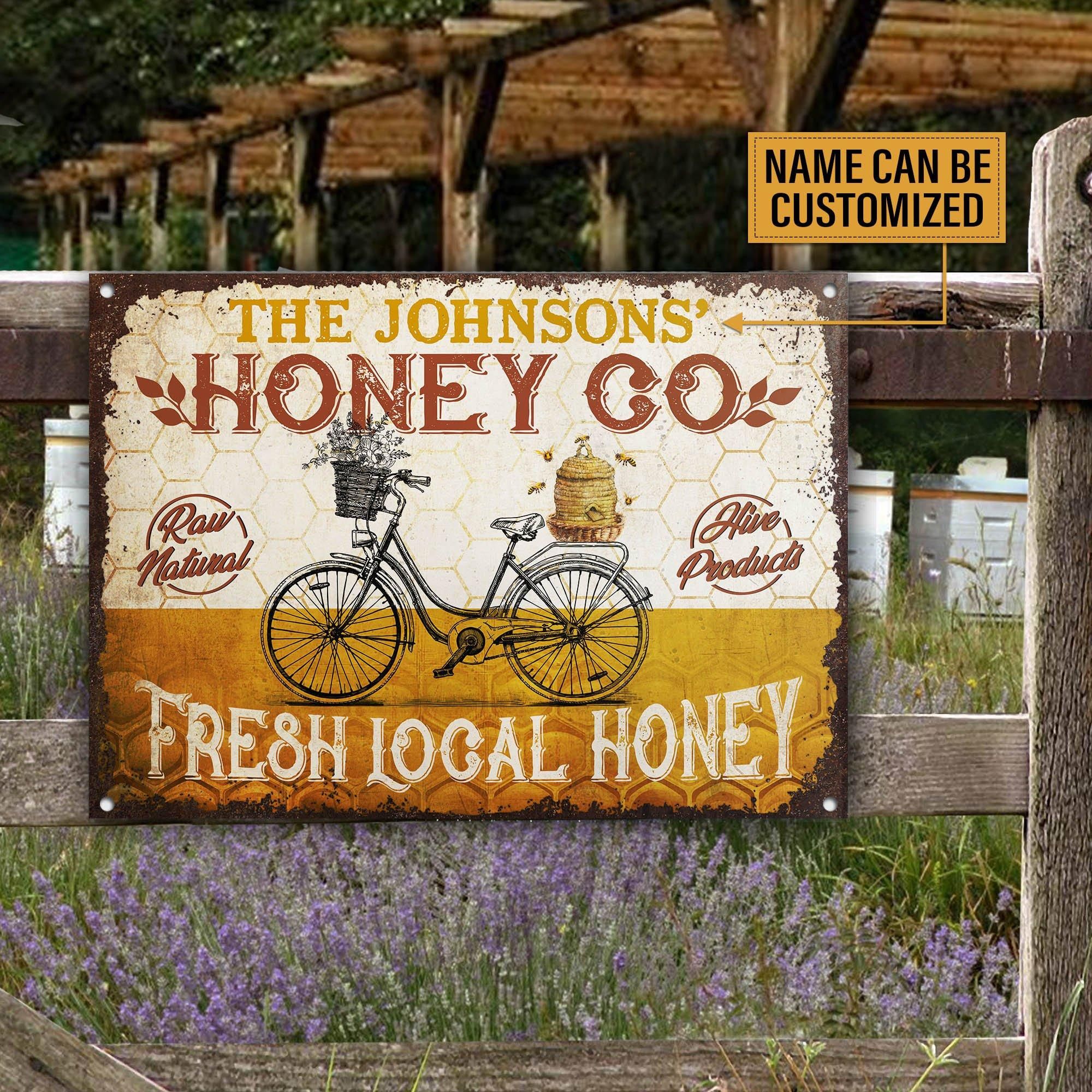 Personalized Honey Bee Co Raw Natural Customized Classic Metal Signs