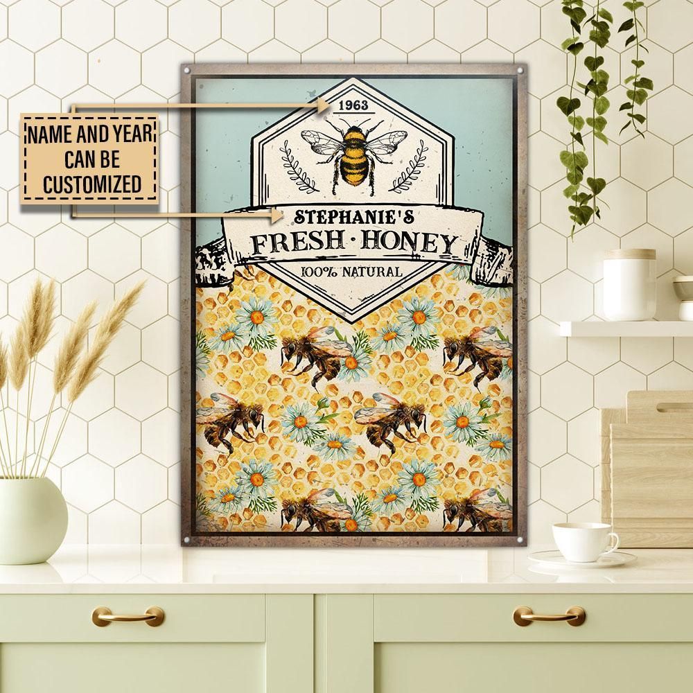 Personalized Honey Bee Fresh Honey Customized Classic Metal Signs