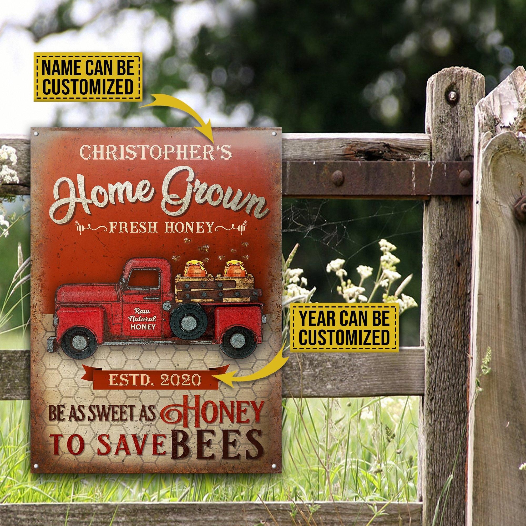 Personalized Honey Bee Raw Natural Honey Customized Classic Metal Signs