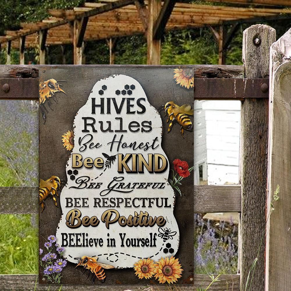 Honey Bee Hives Rules Customized Classic Metal Signs