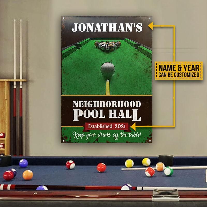 Personalized Billiards Neighborhood Pool Hall Customized Classic Metal Signs