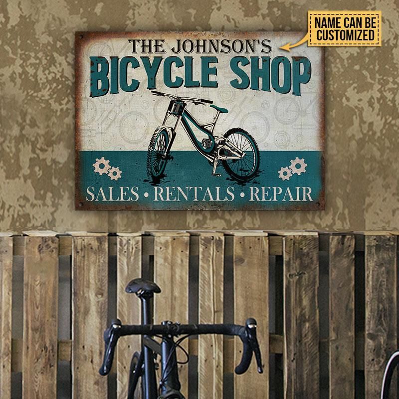 Personalized Cycling Bicycle Shop Sales Rentals Customized Classic Metal Signs