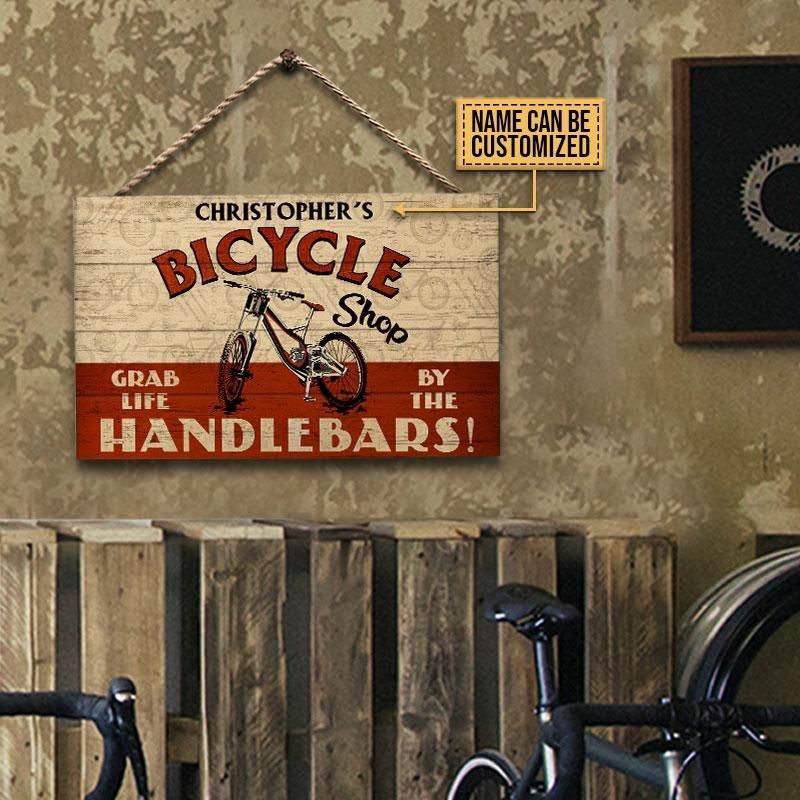 Personalized Cycling Bike Shop Customized Wood Rectangle Sign