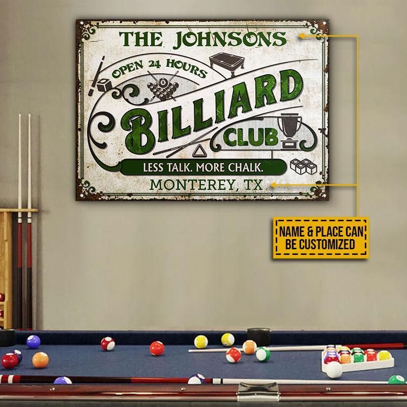Personalized Billiard Club No Talk More Chalk Custom Classic Metal Signs