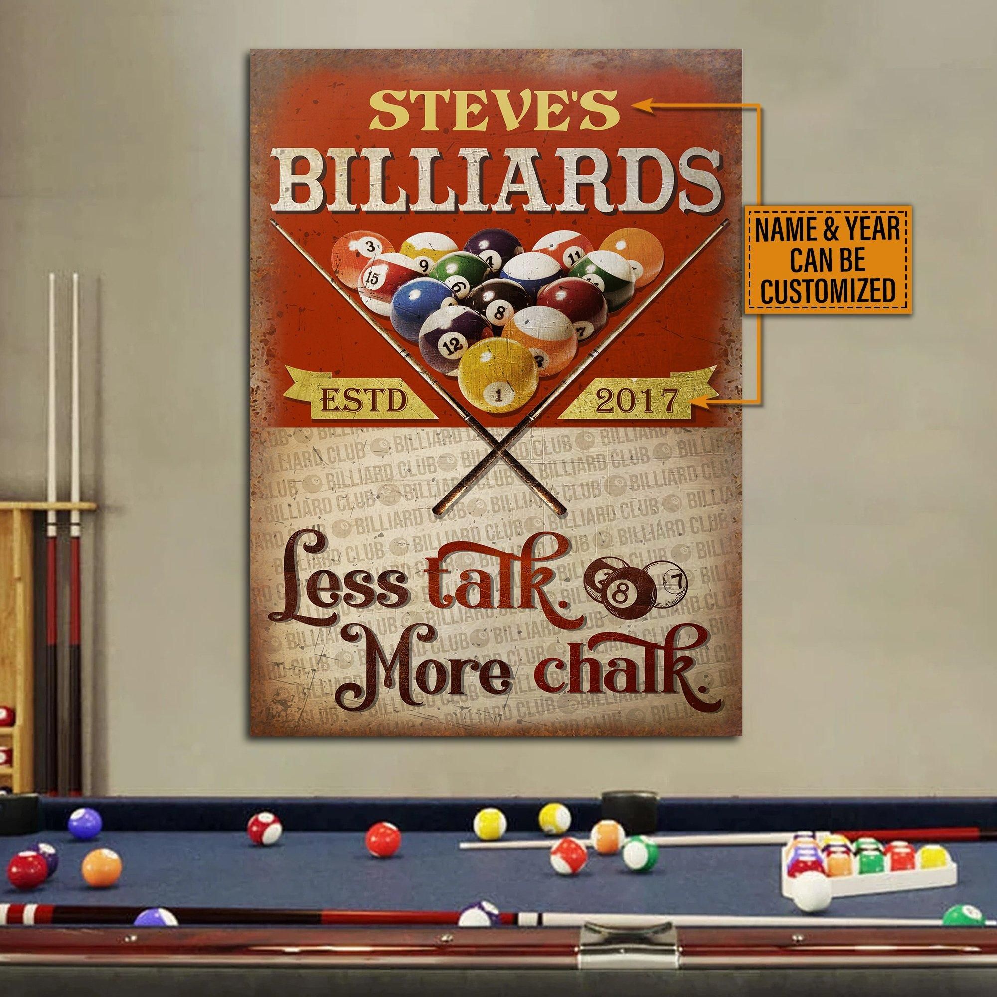 Personalized Billiard Club Less Talk Classic Metal Signs