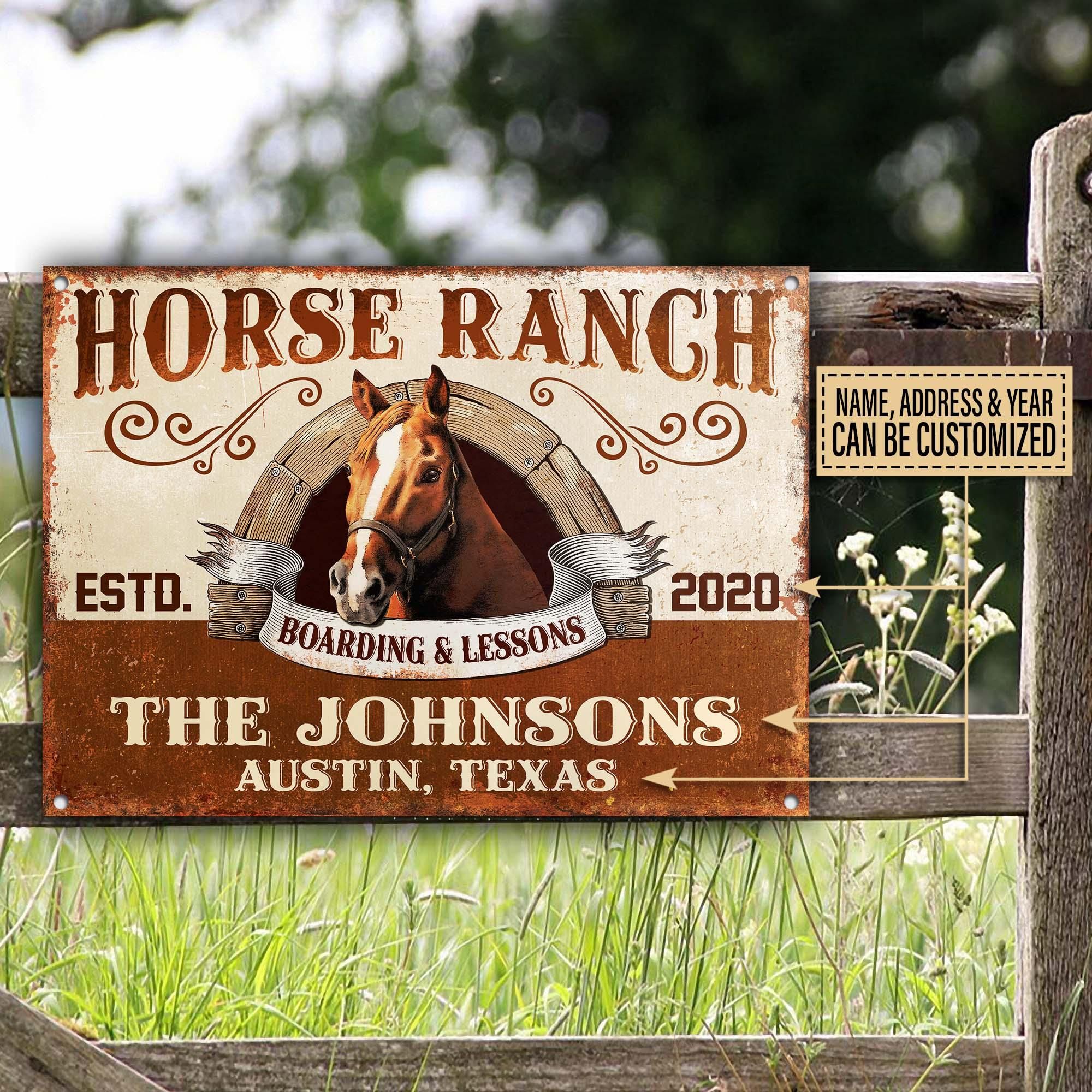 Personalized Horse Ranch Boarding & Lessons Customized Classic Metal Signs