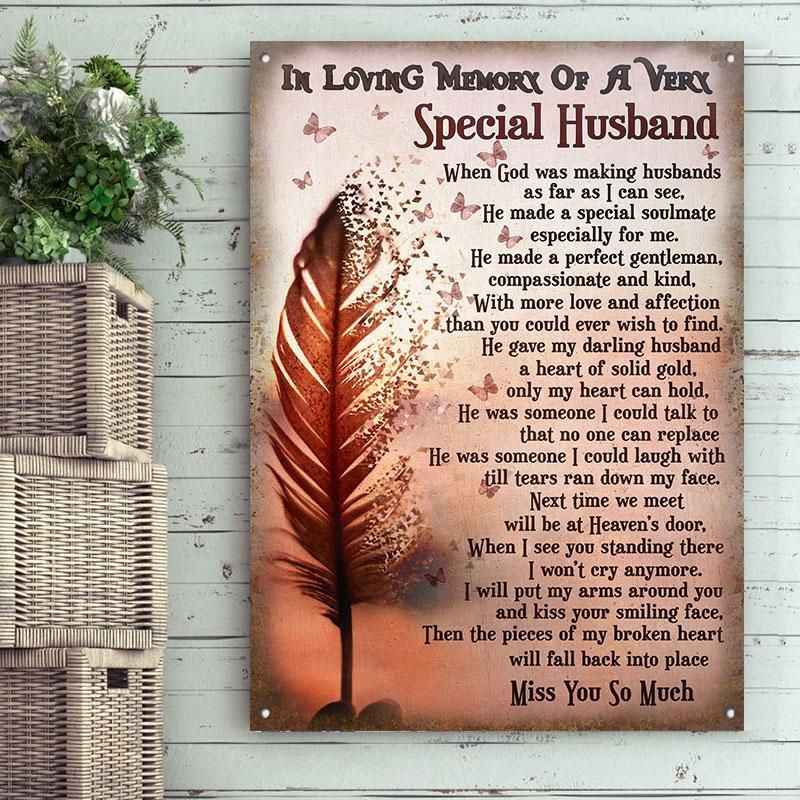 Butterfly In Loving Memory Of My Husband Customized Classic Metal Signs