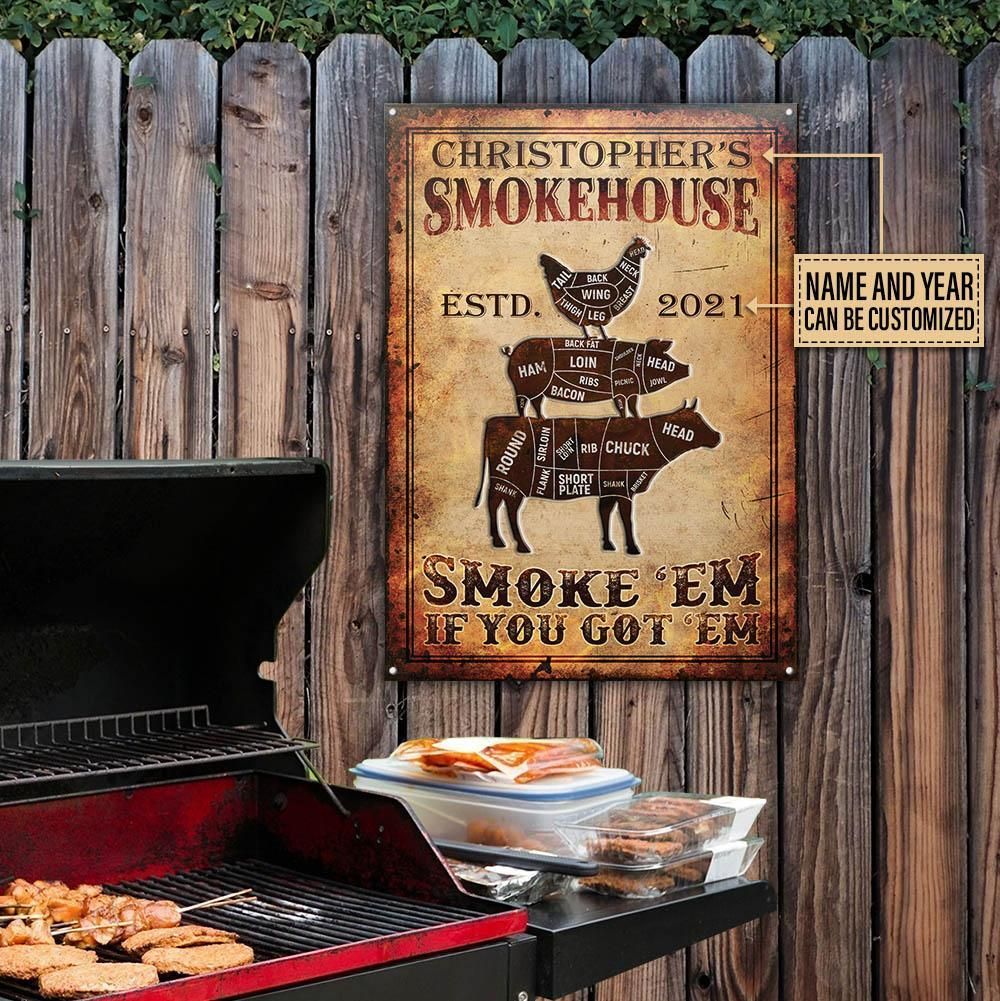 Personalized BBQ Grilling Smoke House Customized Classic Metal Signs