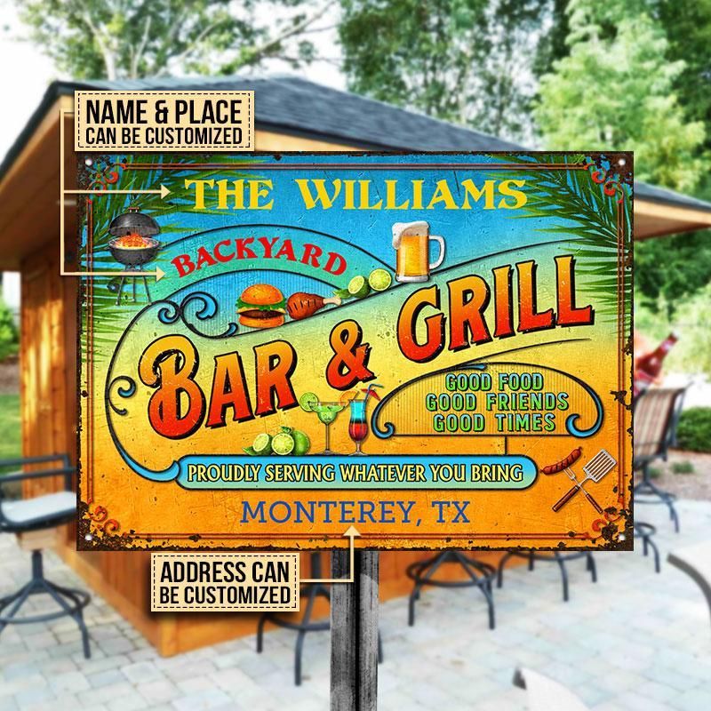 Personalized Grilling Summer Good Food Good Friends Customized Classic Metal Signs