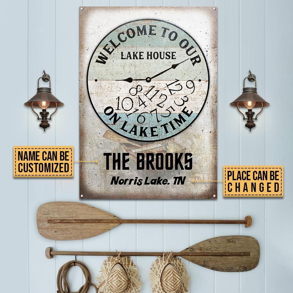 Personalized Canoeing Welcome To Our Lake House Customized Classic Metal Signs