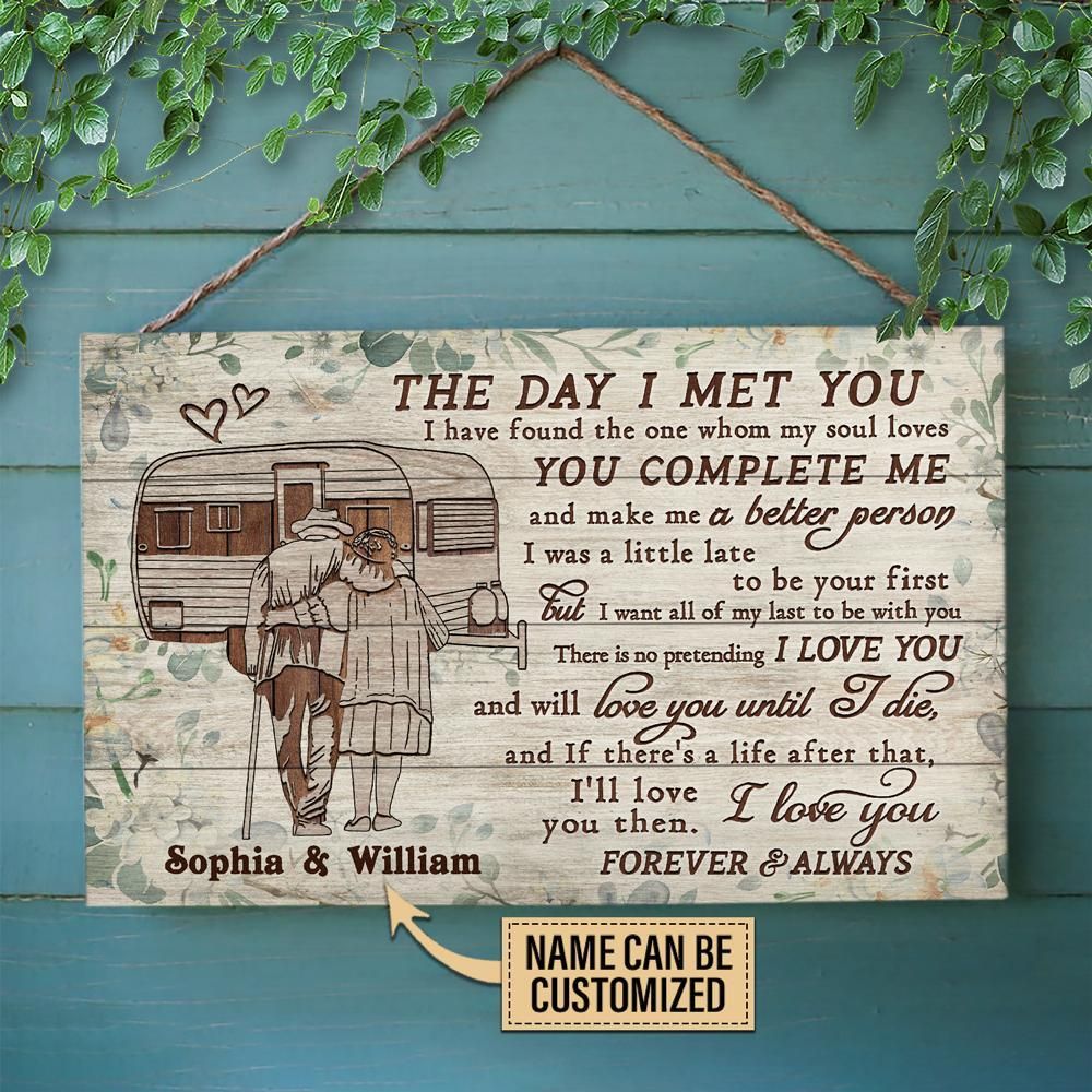 Personalized Camping Floral The Day I Met Customized Wood Rectangle Sign