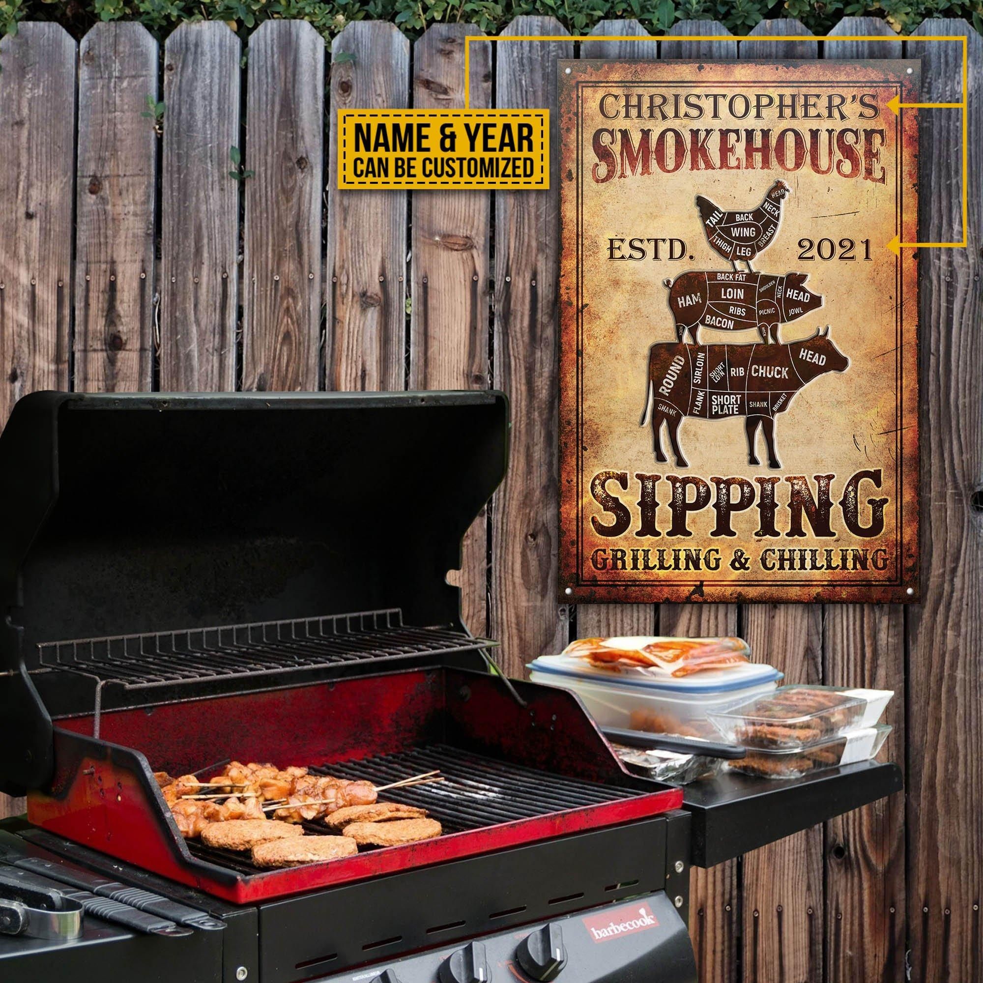 Personalized BBQ Smoke House Customized Classic Metal Signs