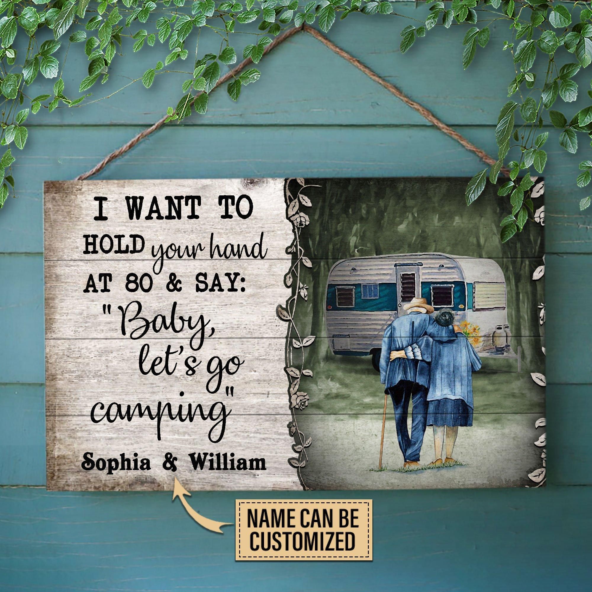 Personalized Camping Baby Let's Go Customized Wood Rectangle Sign