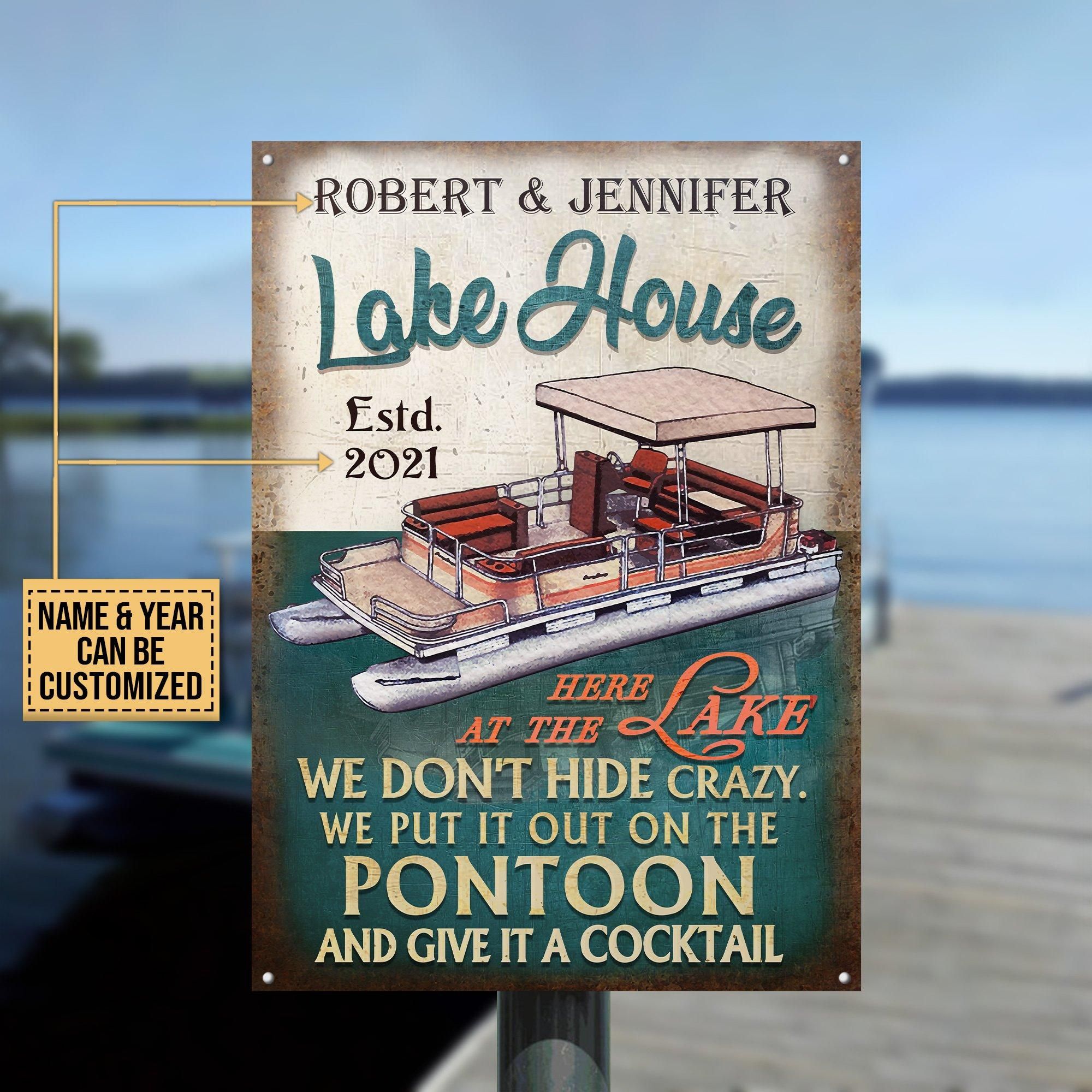 Personalized Pontoon Blue Lake House Crazy Customized Classic Metal Signs