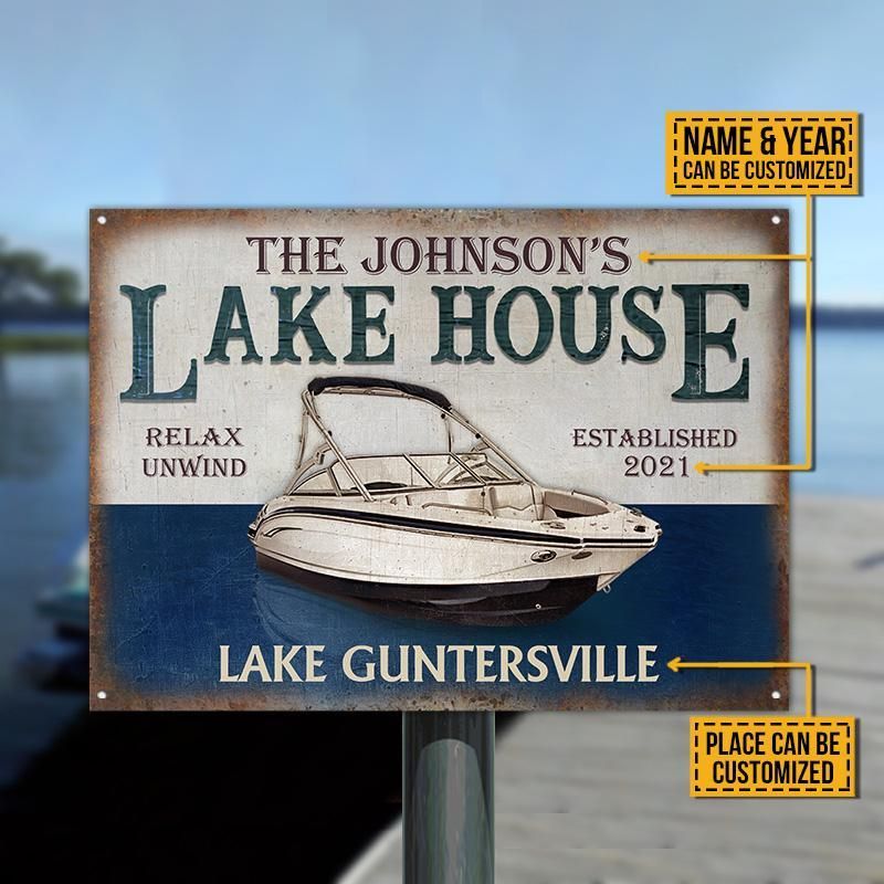 Personalized Bow Rider Lake House Relax Customized Classic Metal Signs