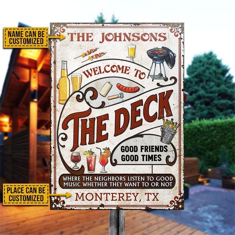 Personalized Deck Grilling Red Listen To The Good Music Vertical Custom Classic Metal Signs