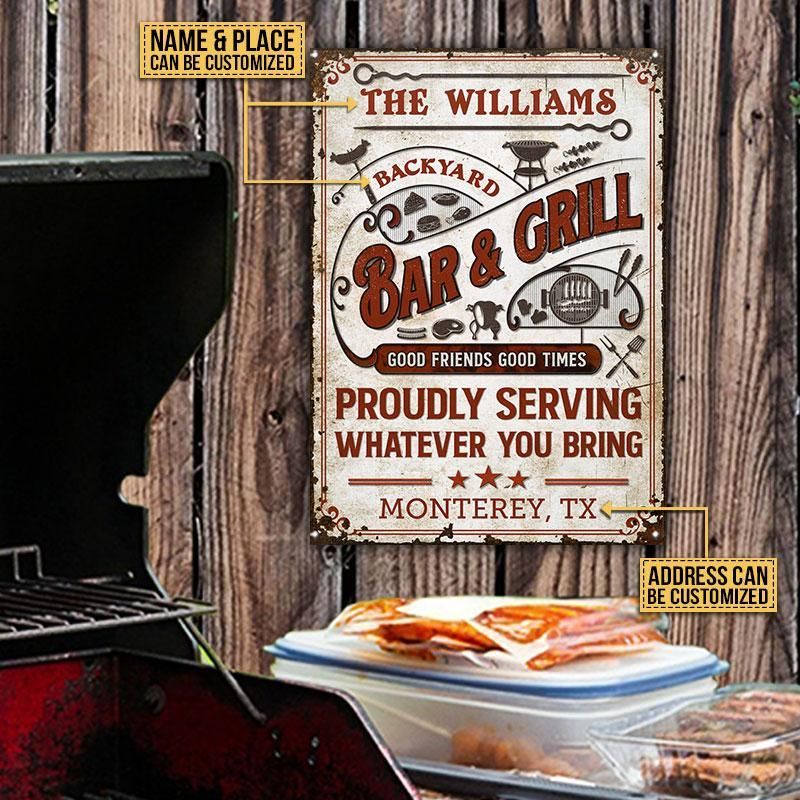 Personalized Grilling Good Friends Proudly Customized Classic Metal Signs