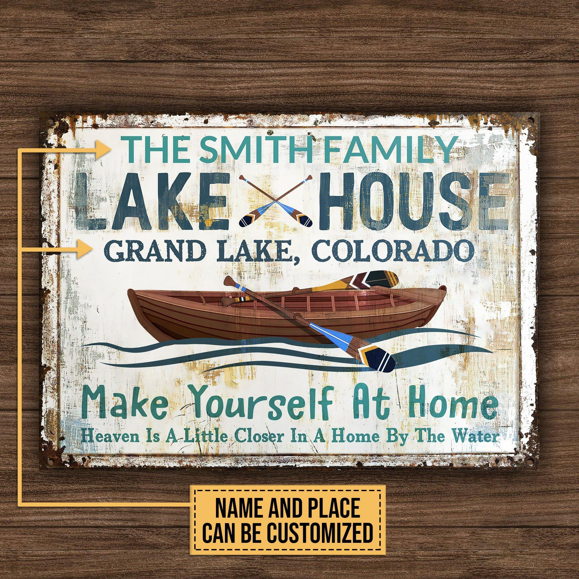 Personalized Lake House Make Yourself Heaven Customized Classic Metal Signs