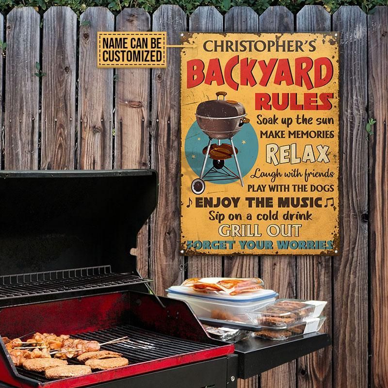 Personalized BBQ Backyard Customized Classic Metal Signs