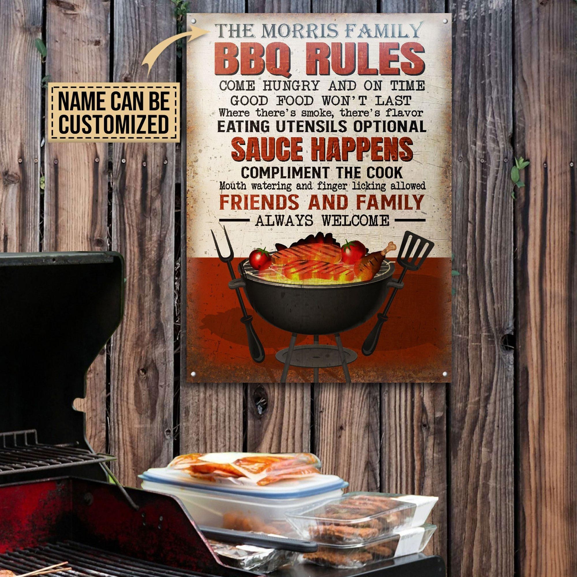 Personalized Grilling BBQ Rules Come Hungry Customized Classic Metal Signs PAN