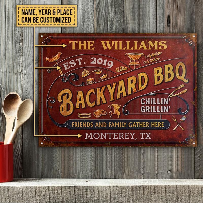 Personalized Grilling Friends & Family Customized Metal Signs