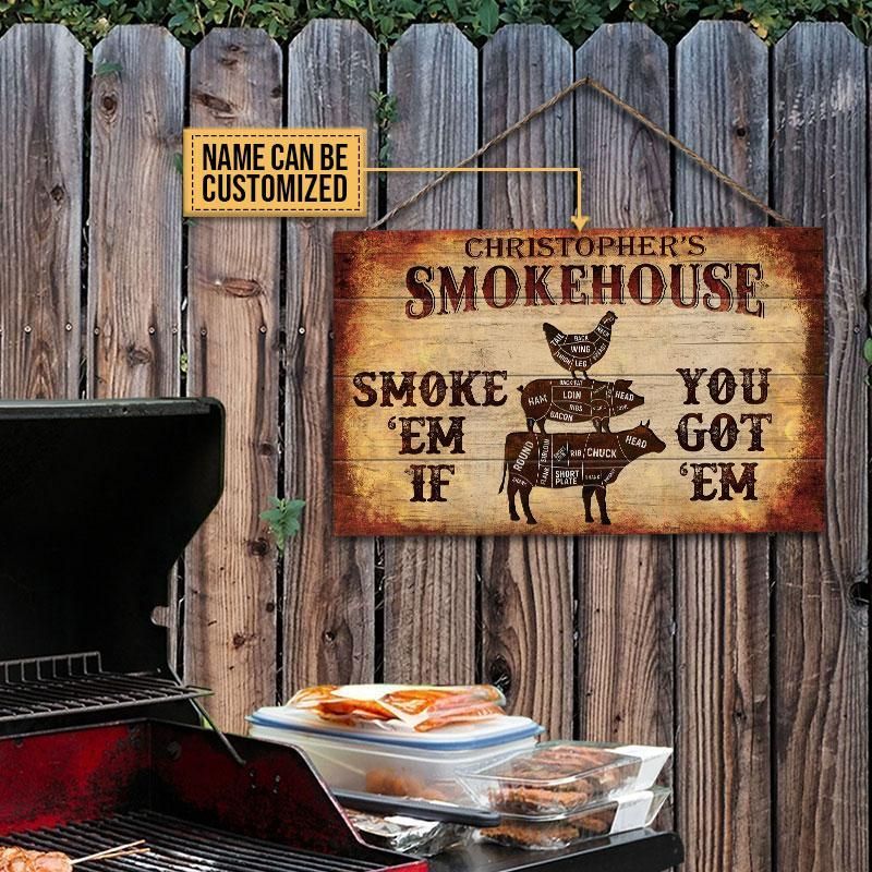 Personalized BBQ Smoke Customized Wood Rectangle Sign