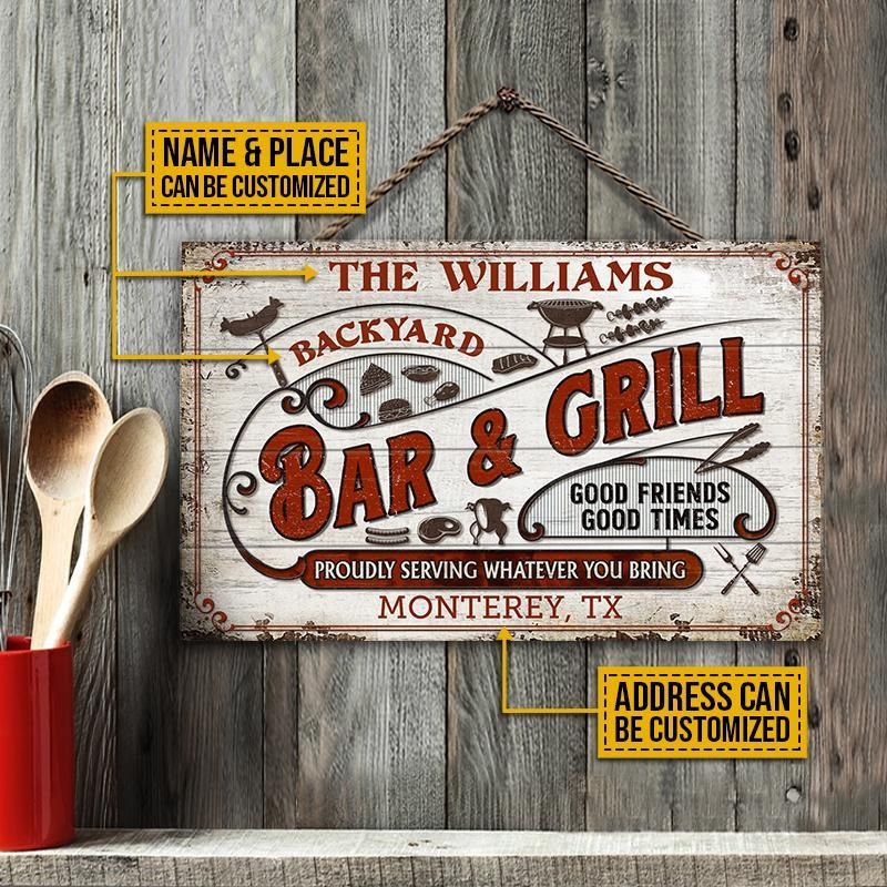 Personalized Grilling Proudly Serving Customized Wood Rectangle Sign