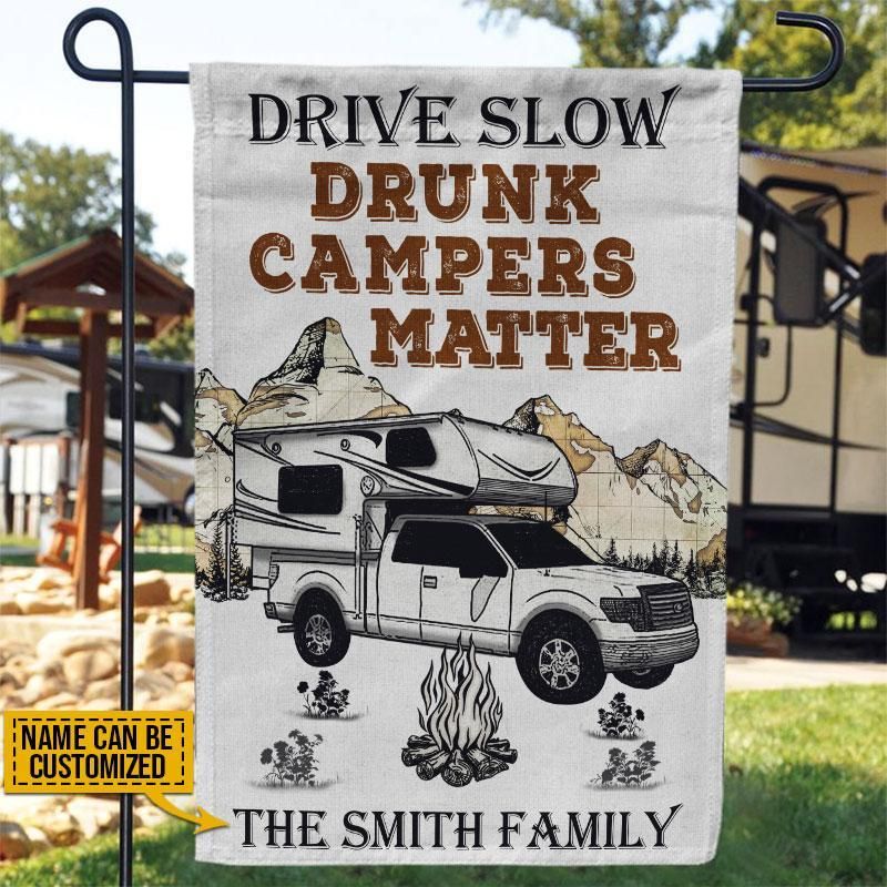 Personalized Camping Truck Camper Drunk Matter Customized Flag