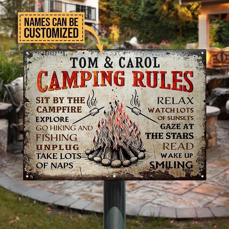 Personalized Camping Sit By The Campfire Customized Classic Metal Signs