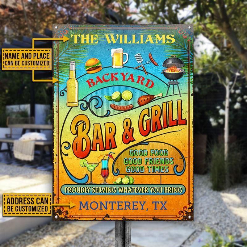 Personalized Grilling Summer Good Food Good Friends Custom Classic Metal Signs