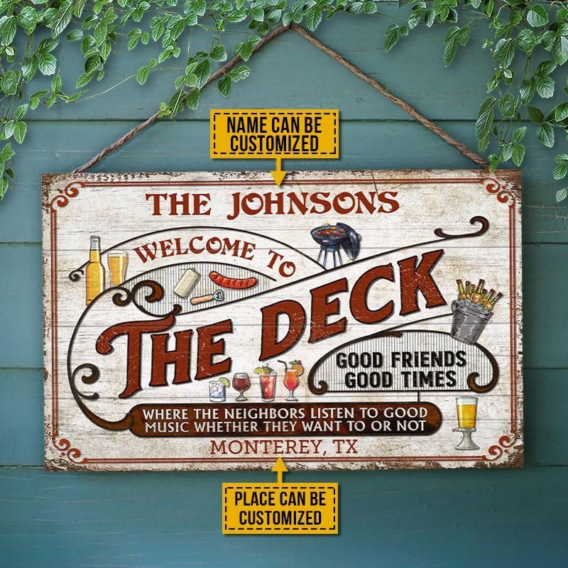 Personalized Deck Grilling Red Listen To The Good Music Custom Wood Rectangle Sign