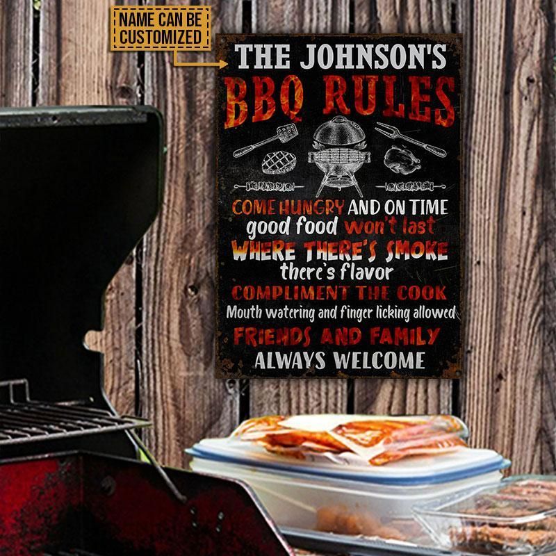 Personalized Grilling BBQ Rules Colors Customized Classic Metal Signs