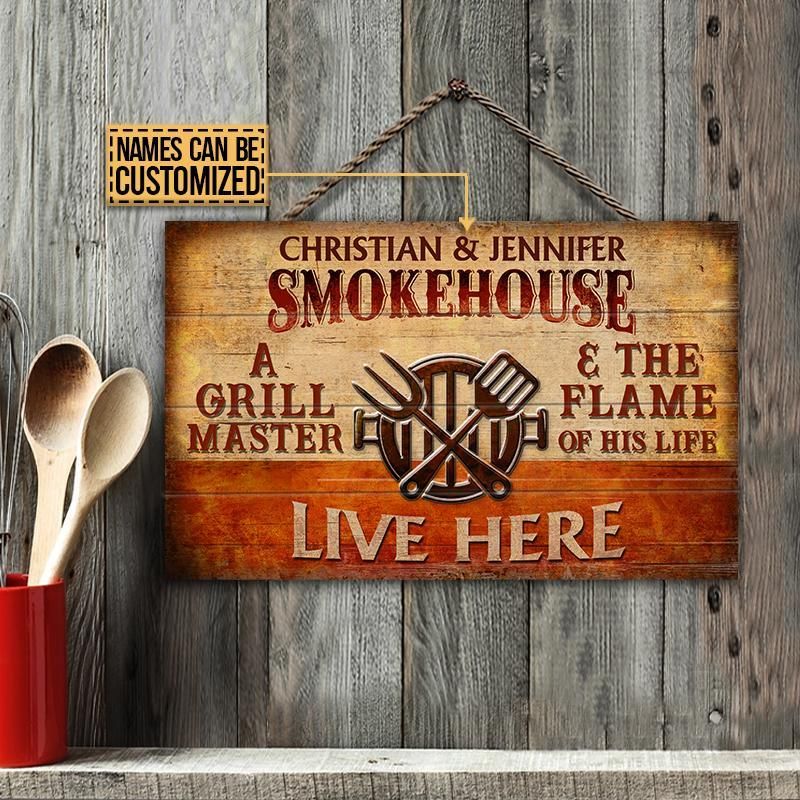 Personalized Grilling Grill Master Customized Wood Rectangle Sign