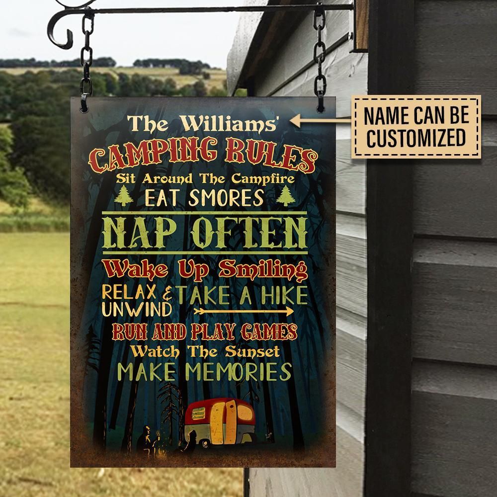 Personalized Camping Rules Sit Around Customized Classic Metal Signs