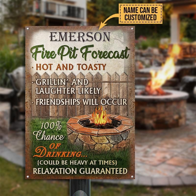 Personalized Camping Fire Pit Forecast Grill Customized Classic Metal Signs