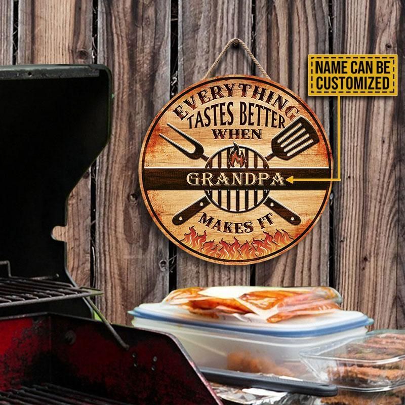 Personalized Grilling Taste Better Customized Wood Circle Sign
